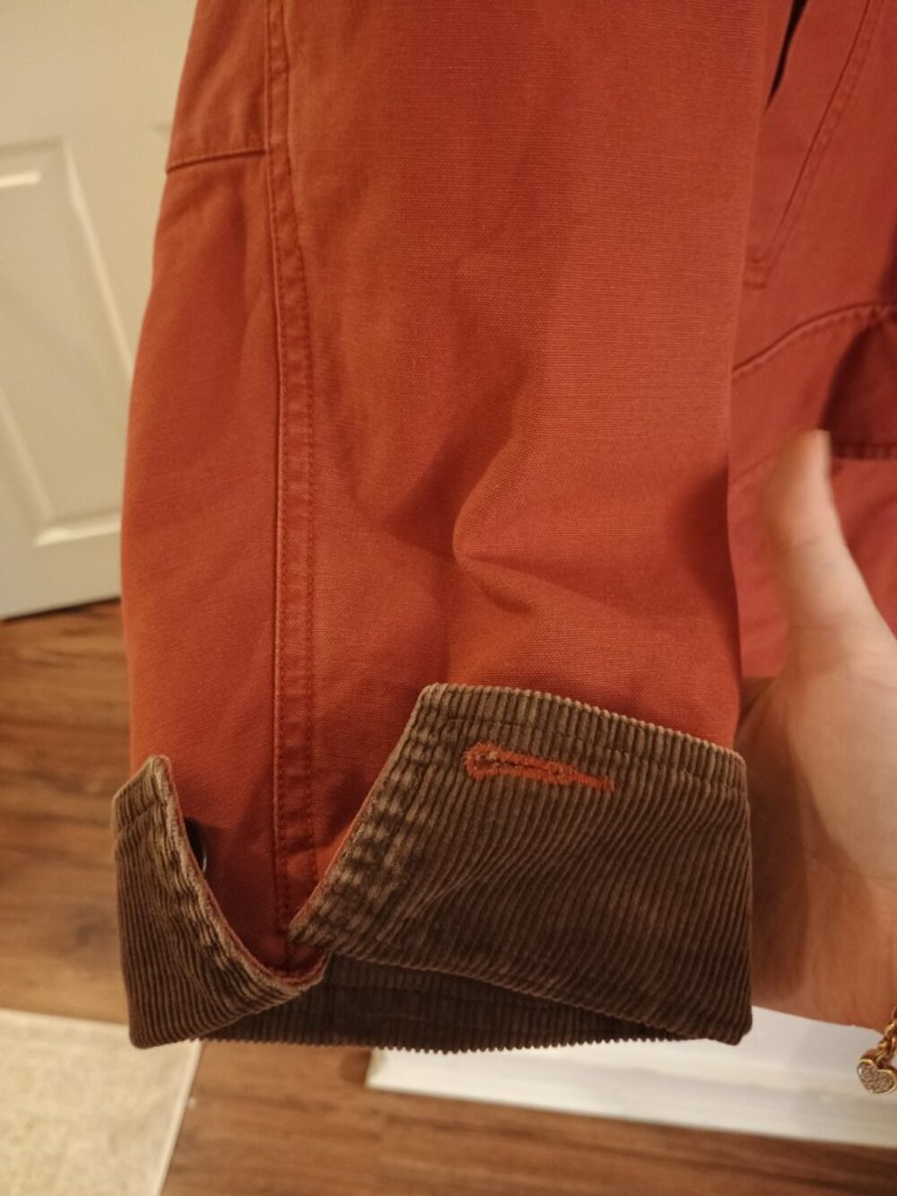 LL BEAN Red Barn Coat Cotton Jacket Women XL with Flannel and Corduroy - Picture 6 of 12